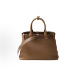 PRADA Buckle embossed engraved logo, detachable and adjustable shoulder strap, single-shoulder crossbody handbag, medium size for women, caramel color